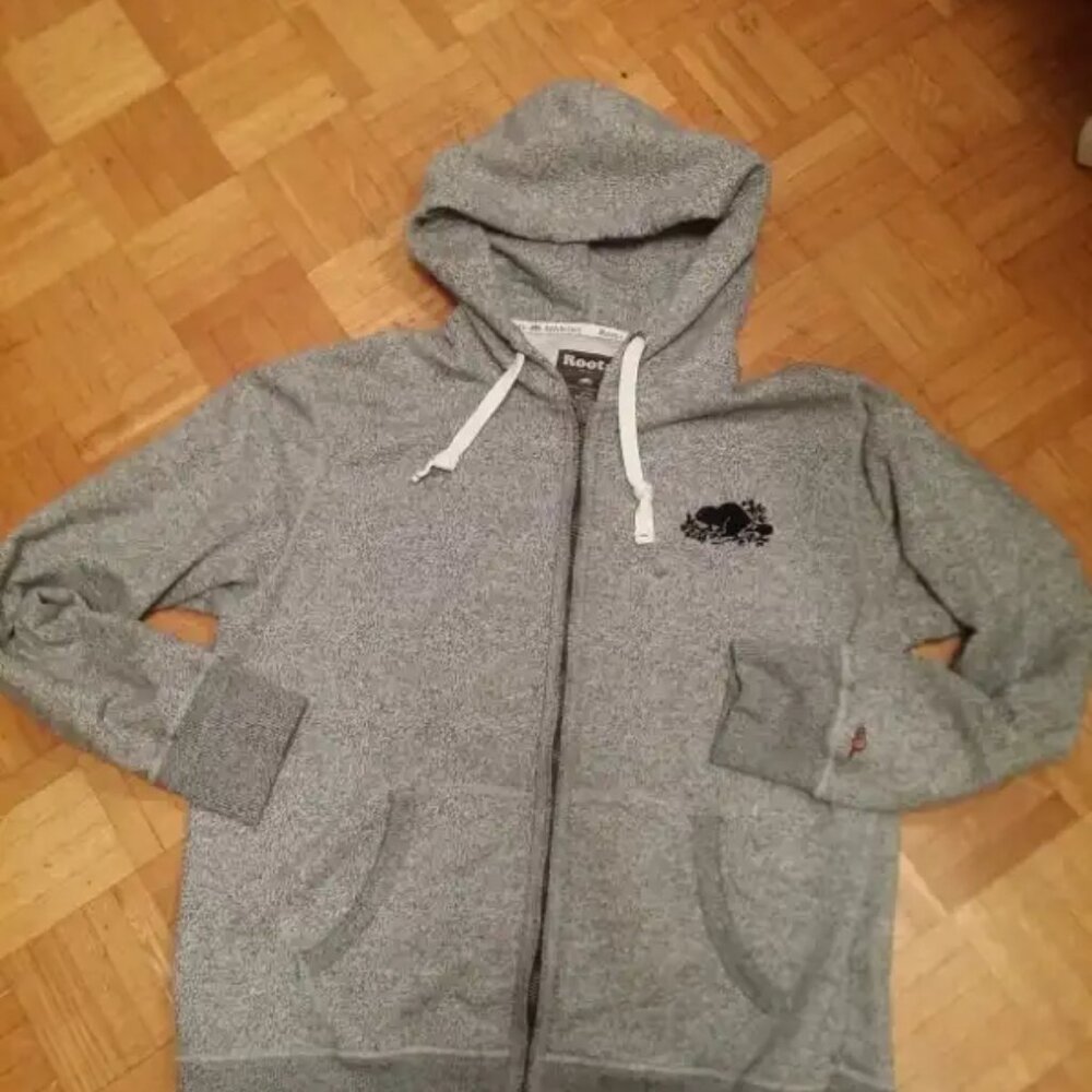 Roots Athletics Full Zip Hoodie, Salt and Pepper - Men's Size M